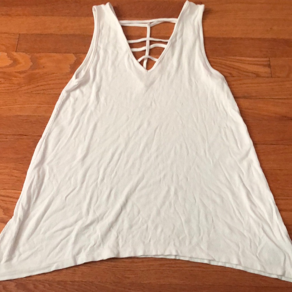 American Eagle White Cotton Ribbed Tank size S